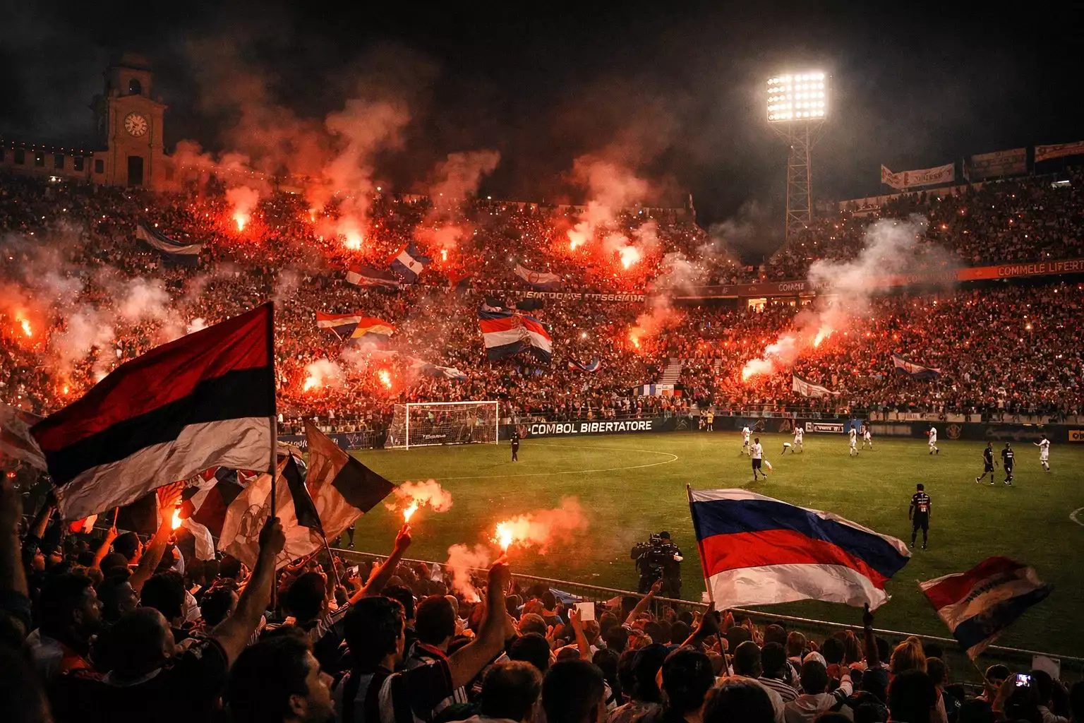 Partido de fútbol de la Copa Libertadores en Sudamérica
