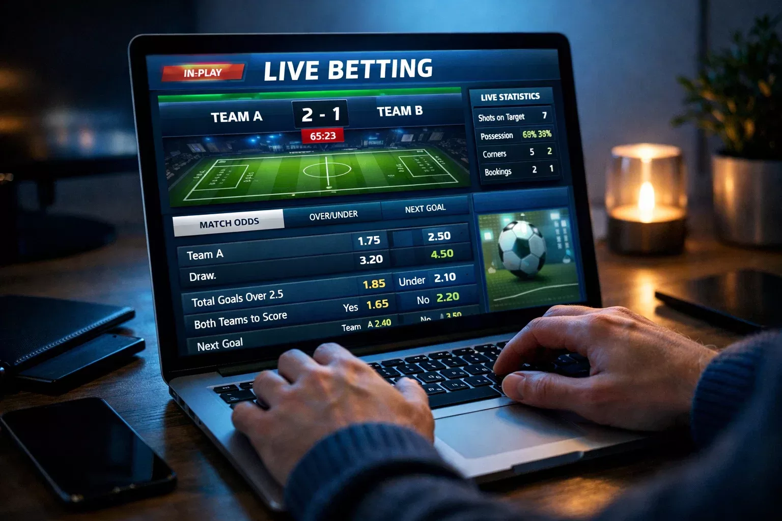 Pantalla mostrando cuotas de apuestas cambiando en tiempo real