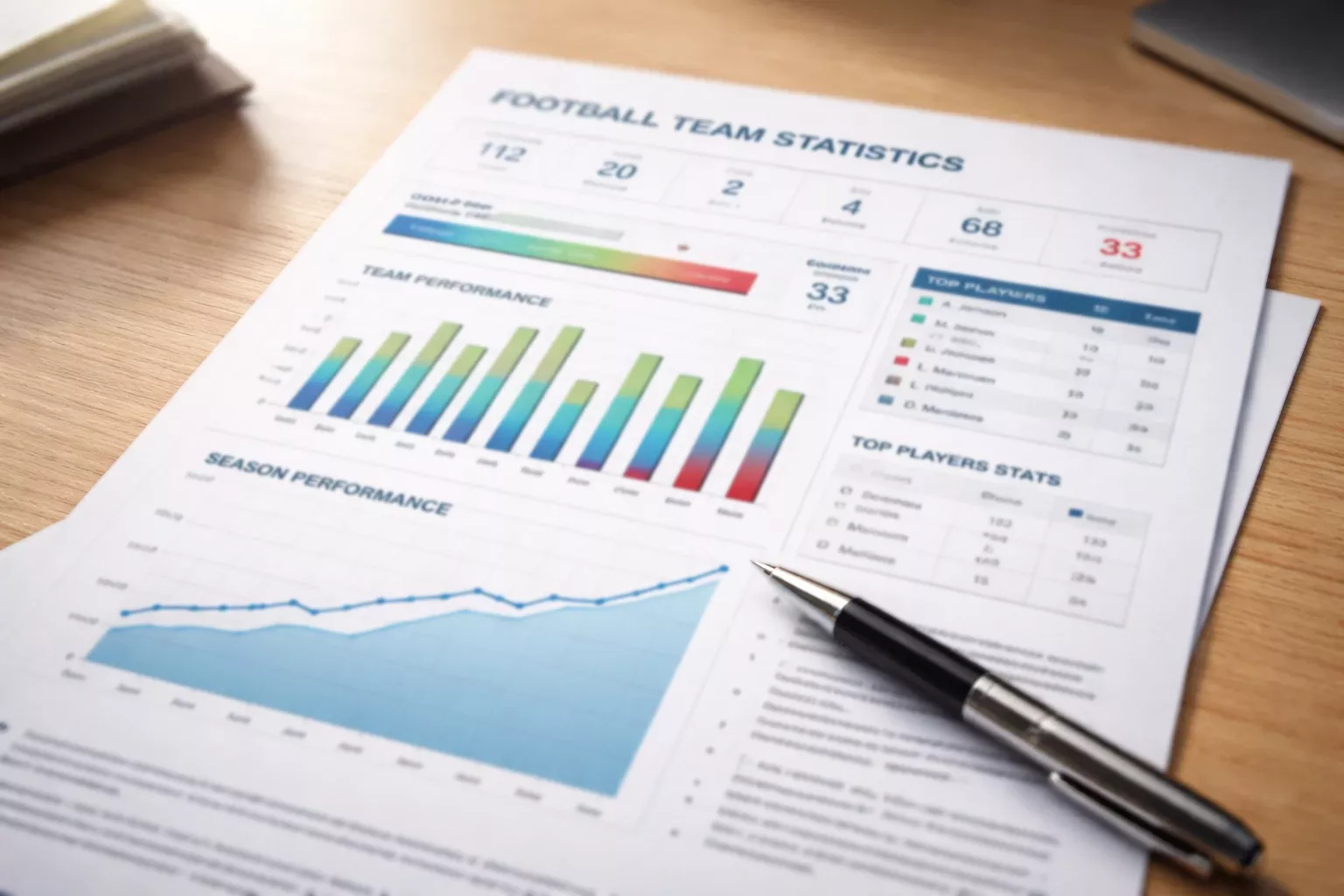 Gráfico de barras mostrando datos de rendimiento de equipos de fútbol