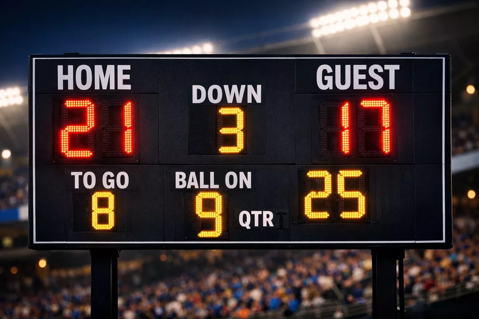 Marcador de partido de fútbol mostrando resultado del encuentro